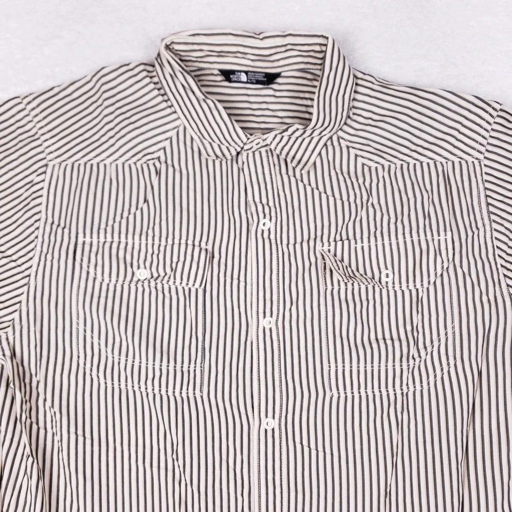 The North Face Shirt Mens XL Western Short Sleeve Striped Pocket Hiking Gorpcore